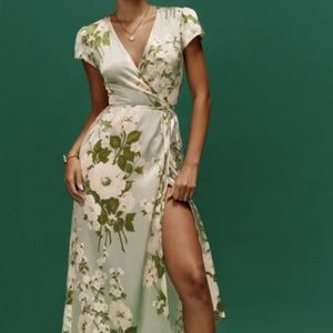 REFORMATION Kiana Silk Dress - Tarragon